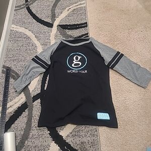 Garth Brooks World Tour Black Gray Teal Raglan Baseball Tee Concert T-Shirt M